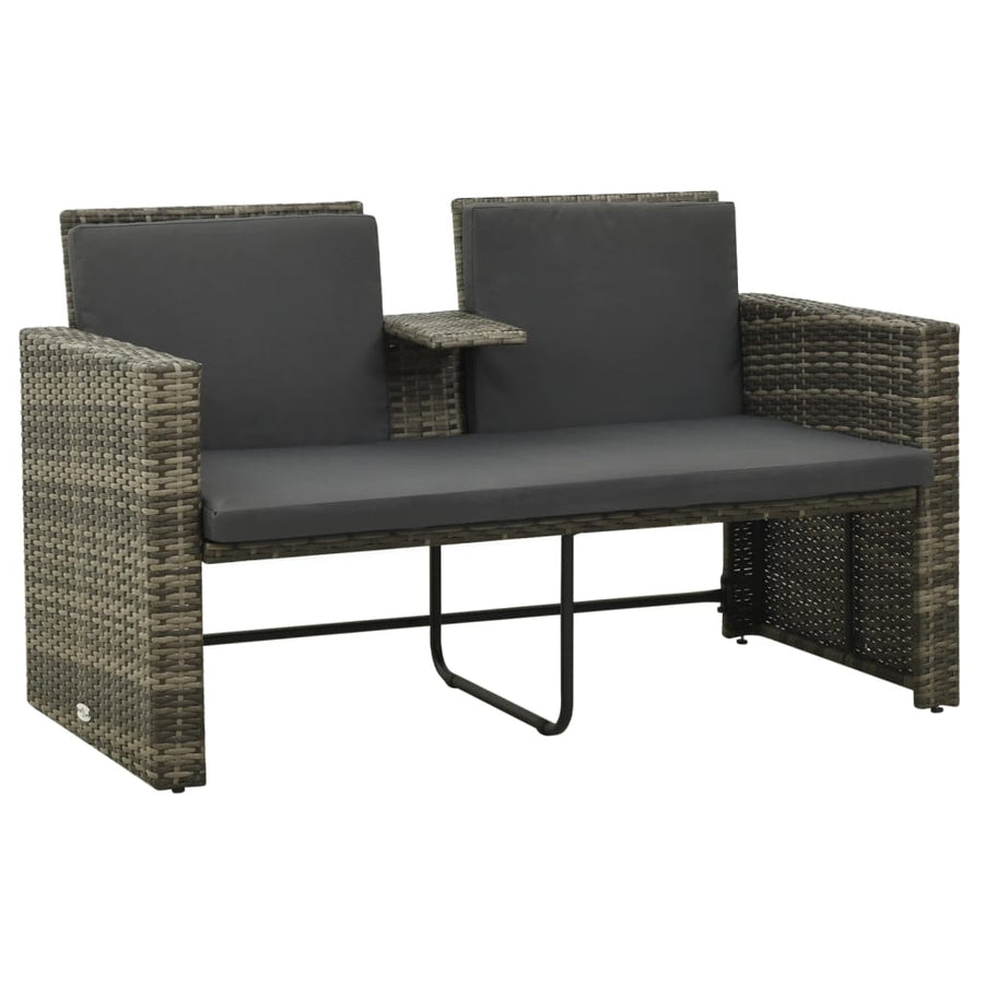 -Delige Loungeset Met Kussens Poly Rattan Grijs
