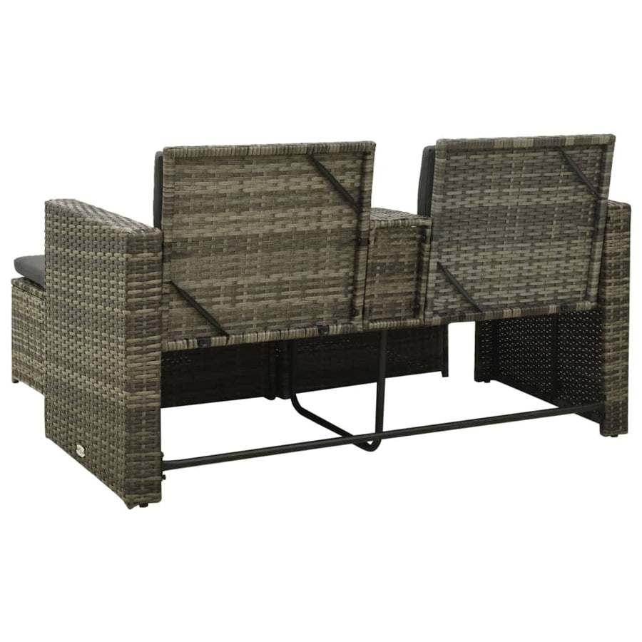 -Delige Loungeset Met Kussens Poly Rattan Grijs
