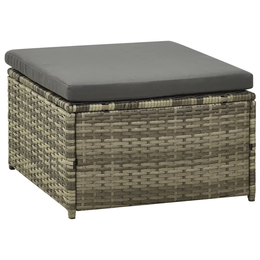 -Delige Loungeset Met Kussens Poly Rattan Grijs