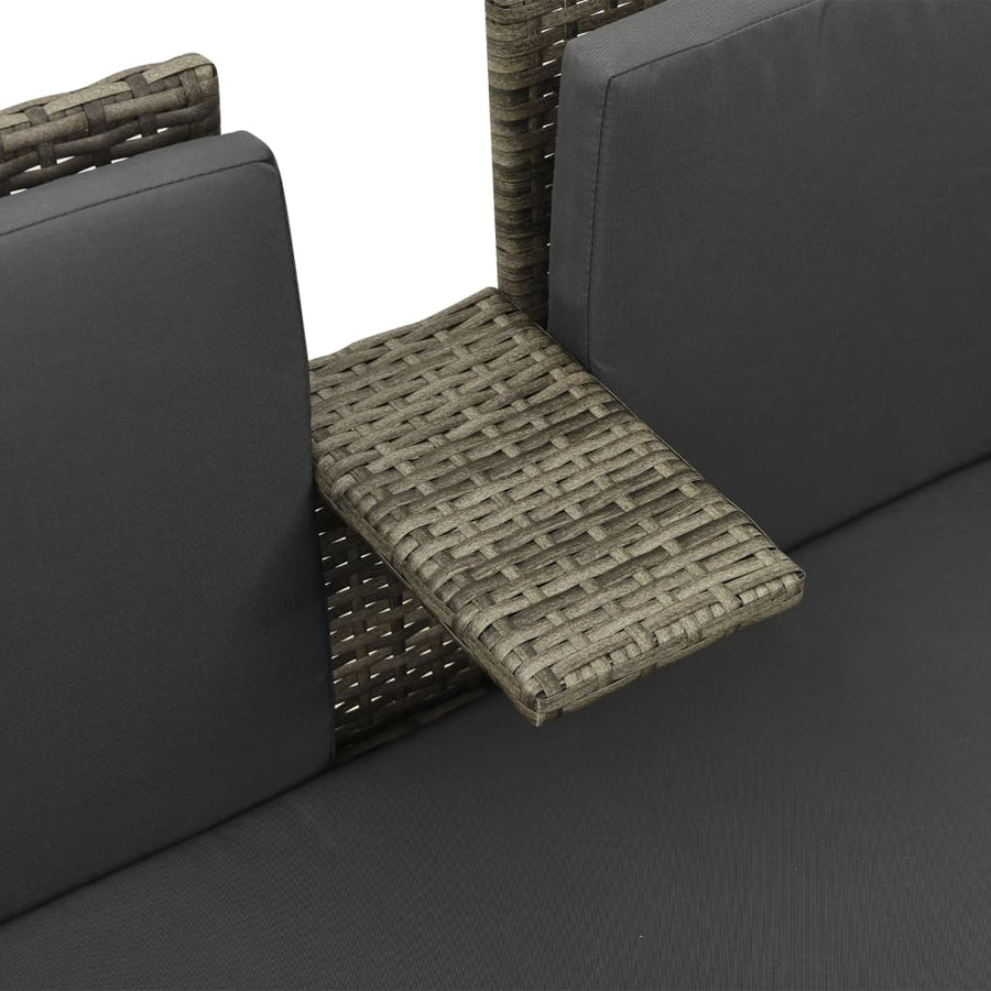 -Delige Loungeset Met Kussens Poly Rattan Grijs