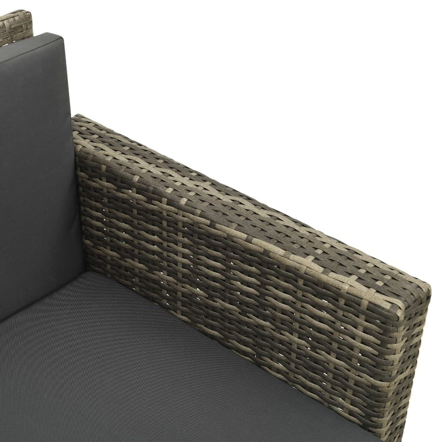 -Delige Loungeset Met Kussens Poly Rattan Grijs