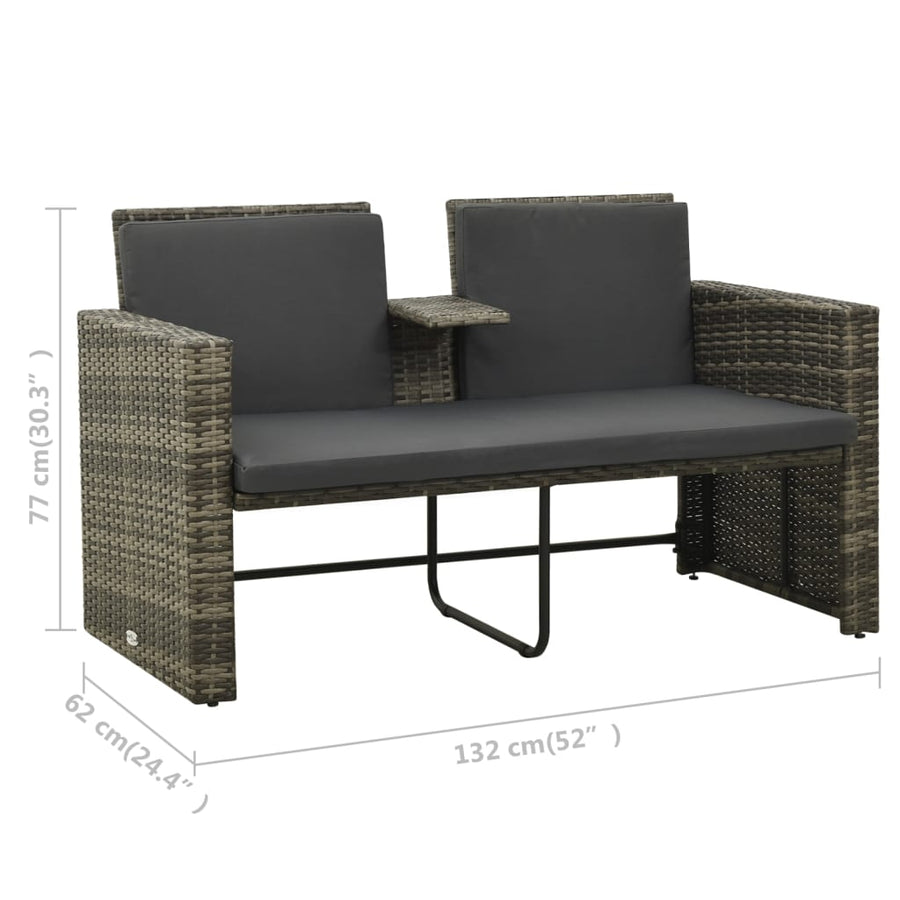 -Delige Loungeset Met Kussens Poly Rattan Grijs