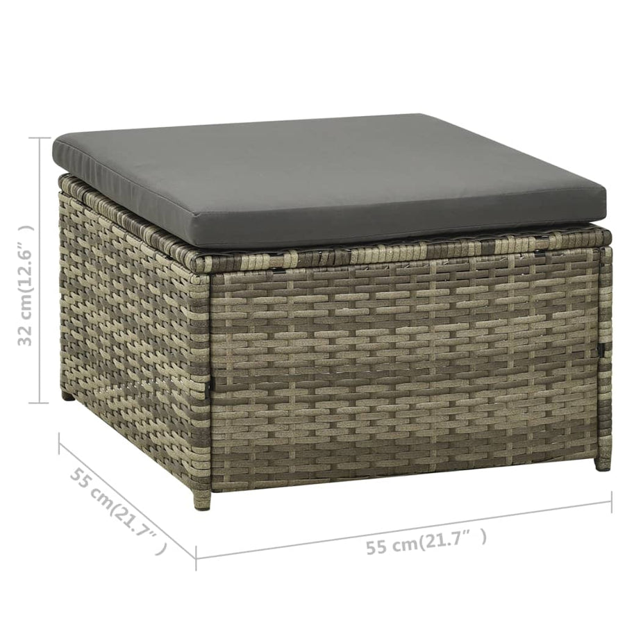 -Delige Loungeset Met Kussens Poly Rattan Grijs