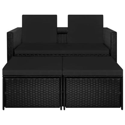 -Delige Loungeset Met Kussens Poly Rattan Zwart