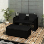 -Delige Loungeset Met Kussens Poly Rattan Zwart