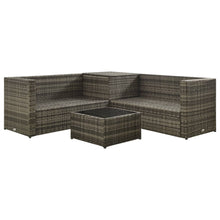 -Delige Loungeset Met Kussens Poly Rattan Grijs