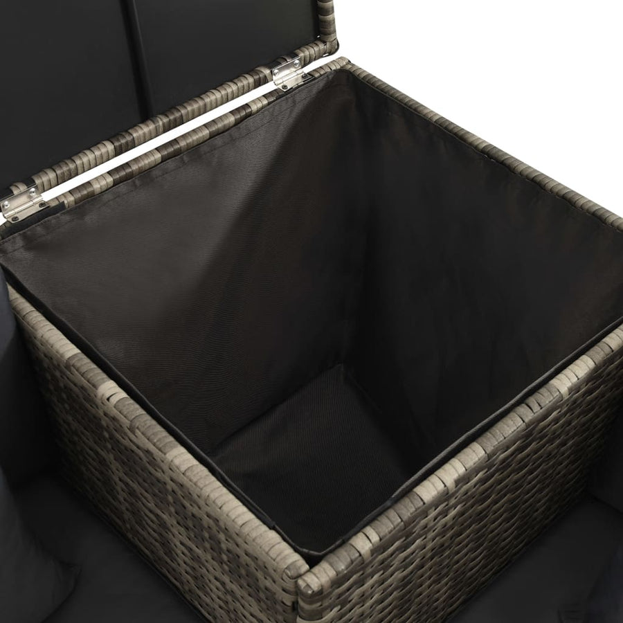 -Delige Loungeset Met Kussens Poly Rattan Grijs
