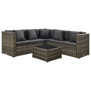 Loungeset poly rattan grijs met kussens