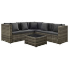 -Delige Loungeset Met Kussens Poly Rattan Grijs