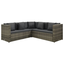 Loungeset Met Kussens Poly Rattan Grijs