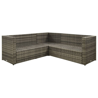 Loungeset Met Kussens Poly Rattan Grijs
