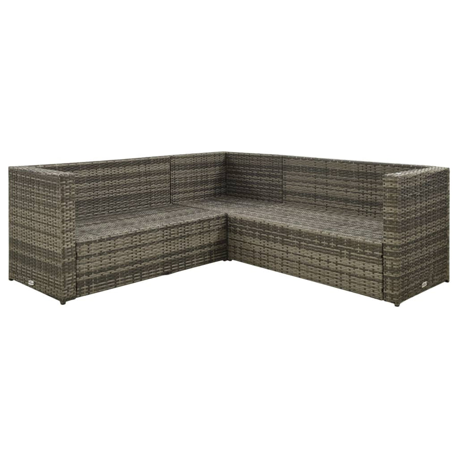 Loungeset Met Kussens Poly Rattan Grijs