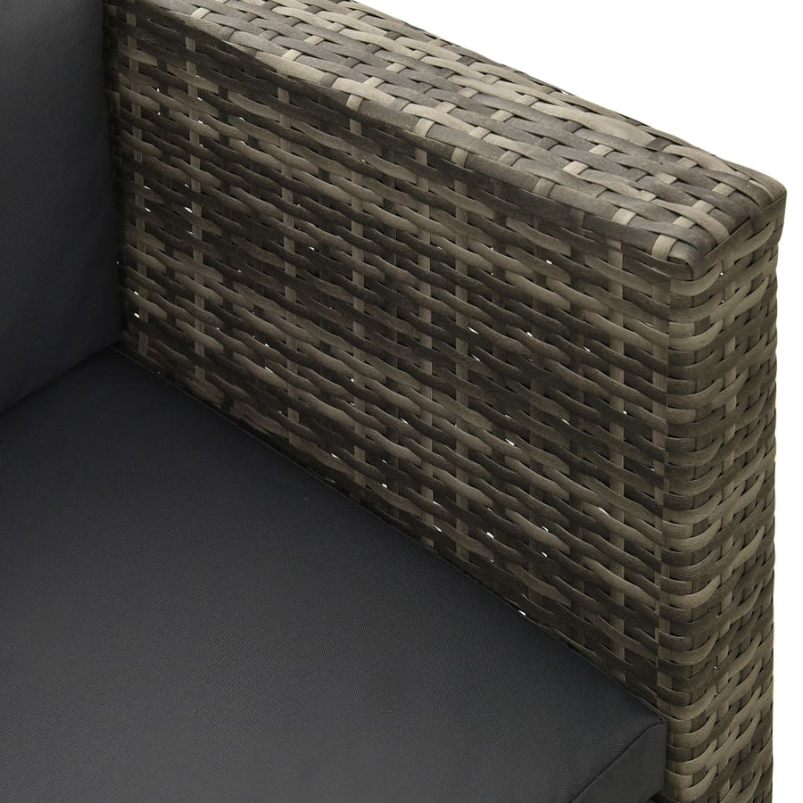 Loungeset Met Kussens Poly Rattan Grijs