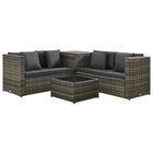 4-delige Loungeset met kussens poly rattan grijs