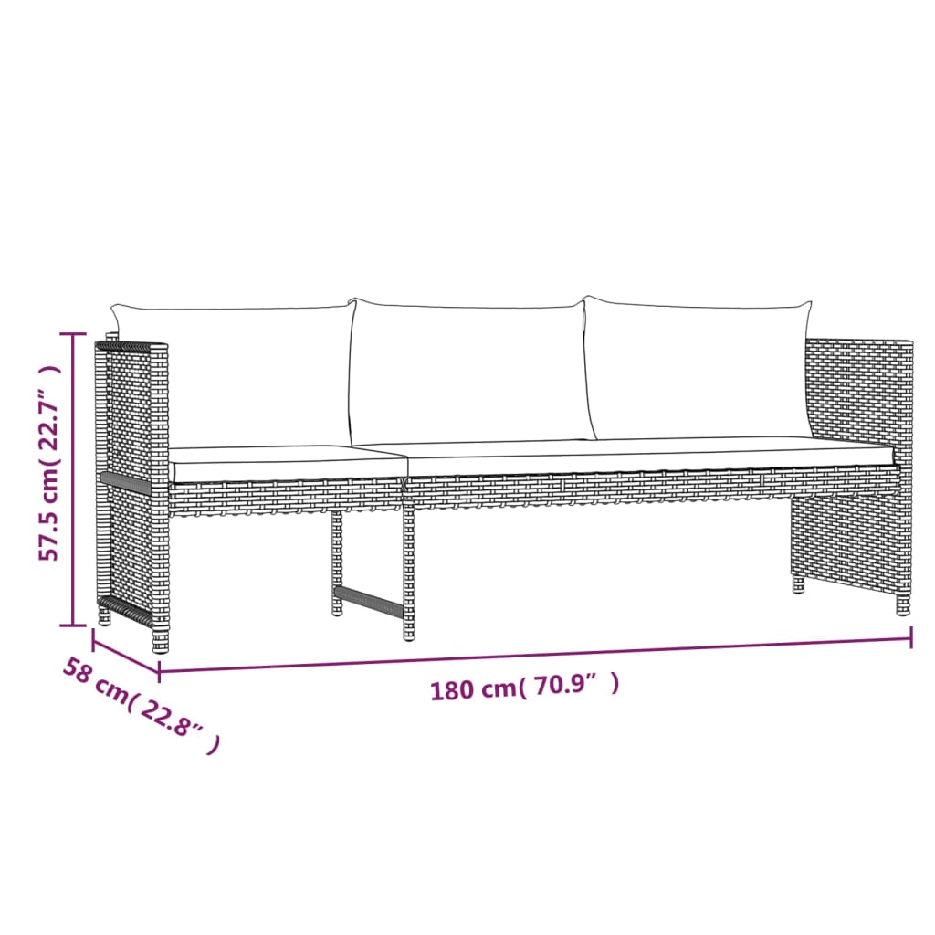 6-Delige Loungeset Met Kussens Poly Rattan Grijs