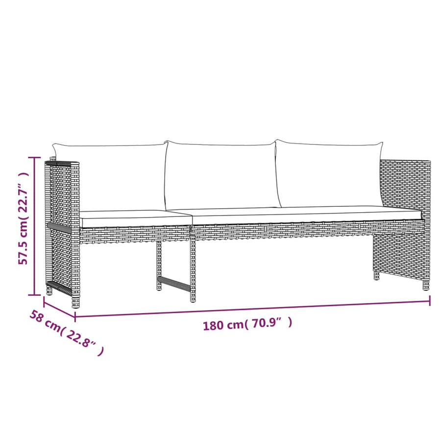 6-Delige Loungeset Met Kussens Poly Rattan Grijs