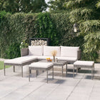 6-Delige Loungeset Met Kussens Poly Rattan Grijs