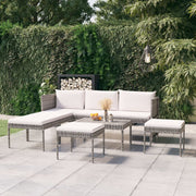 Loungeset 6-delig poly rattan grijs