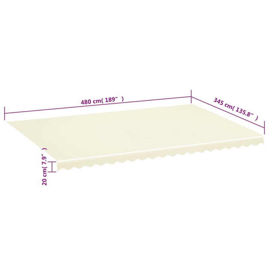 Vervangingsdoek voor luifel 5x3,5 m crèmekleurig