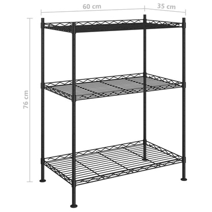 Opbergrek 3-Laags 50 Kg 60 x 35 x 76 cm Zwart