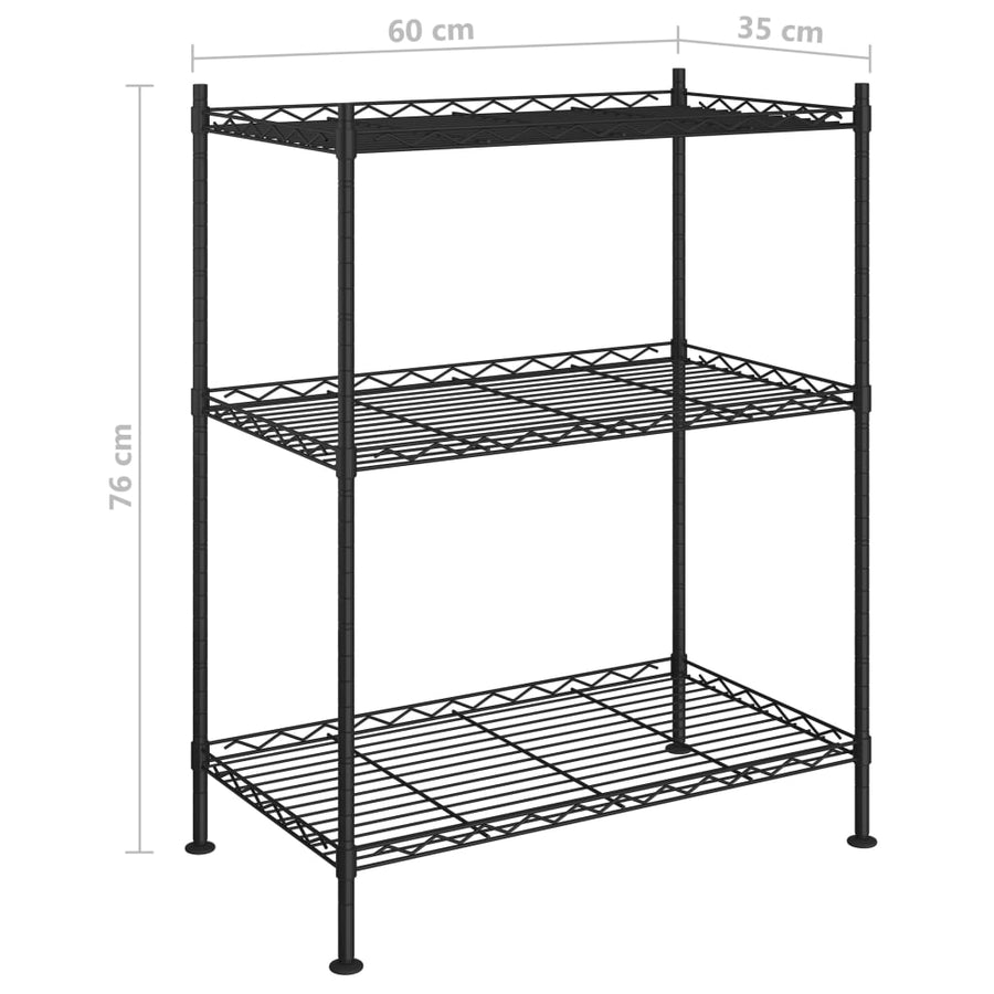 Opbergrek 3-Laags 50 Kg 60 x 35 x 76 cm Zwart