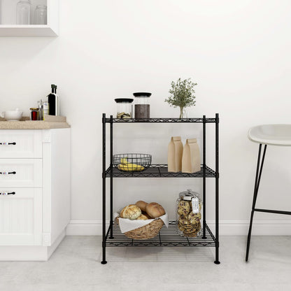 Opbergrek 3-Laags 50 Kg 60 x 35 x 76 cm Zwart