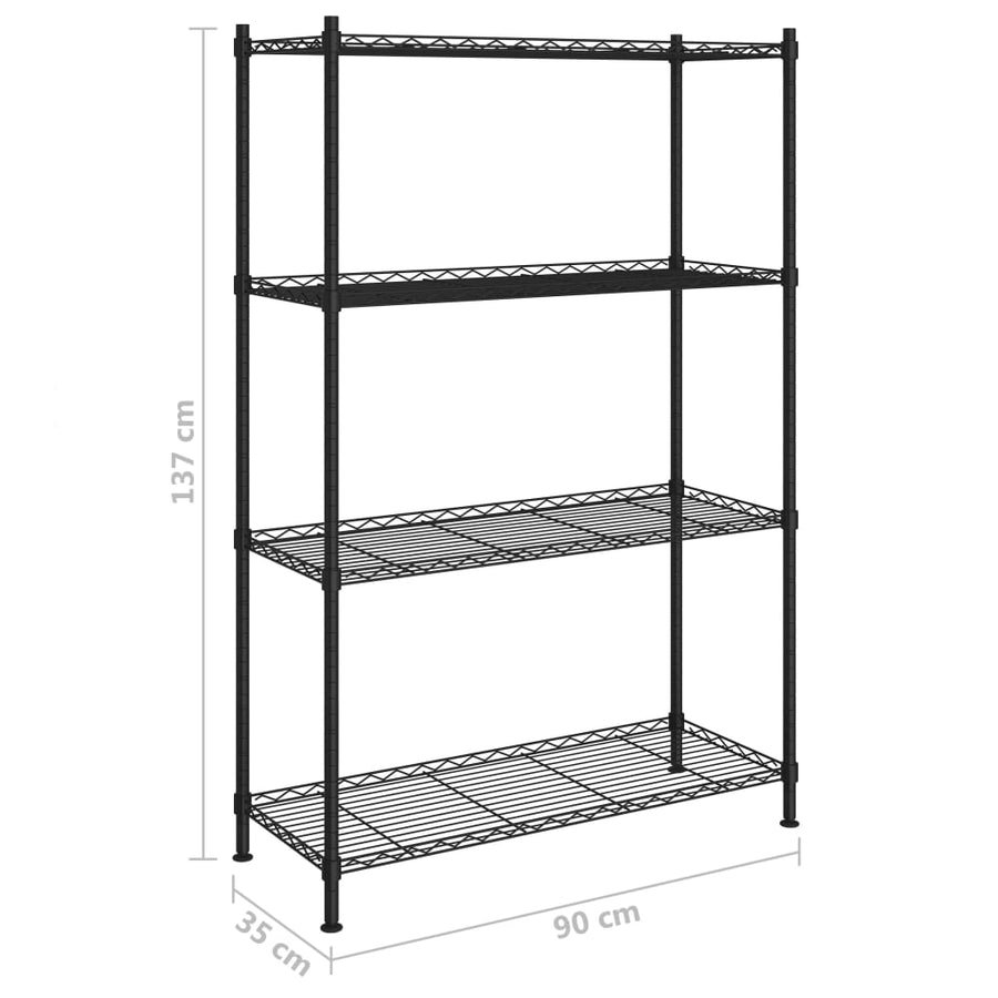 Opbergrek 4-Laags 200 Kg 90 x 35 x 137 cm Zwart