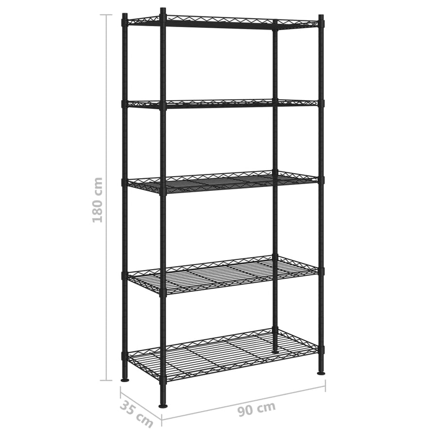 Opbergrek 5-Laags 250 Kg 90 x 35 x 180 cm Zwart