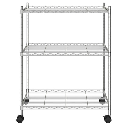 Opbergrek met wielen 3-laags 150 kg 60x35x81 cm chroomkleurig