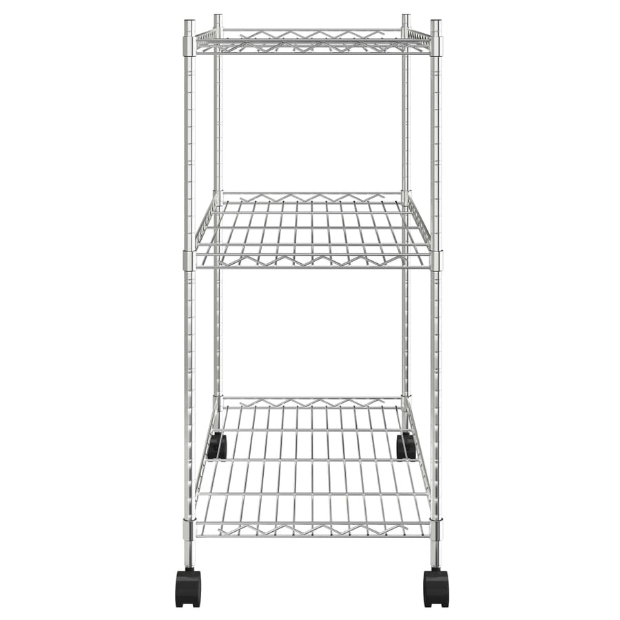Opbergrek met wielen 3-laags 150 kg 60x35x81 cm chroomkleurig
