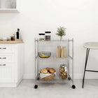 Opbergrek met wielen 3-laags 60x35x81 cm chroom