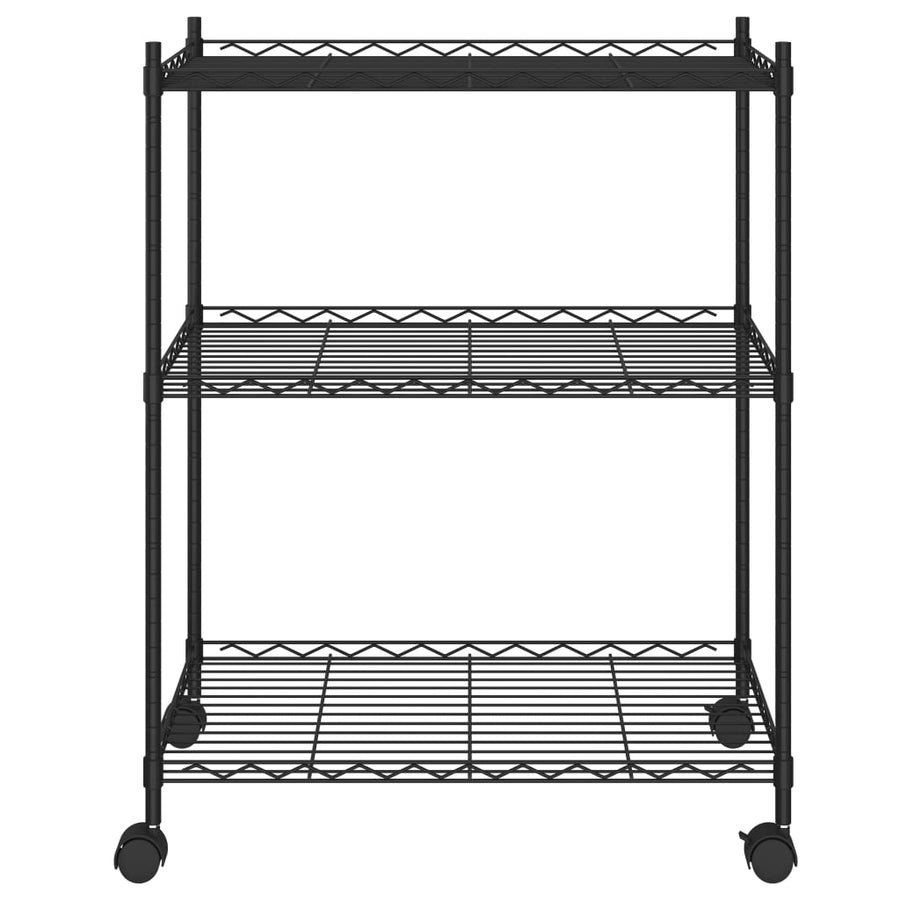 Opbergrek Met Wielen 3-Laags 50 Kg 60 x 35 x 81 cm Zwart