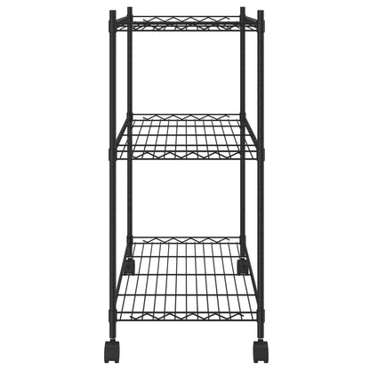 Opbergrek Met Wielen 3-Laags 50 Kg 60 x 35 x 81 cm Zwart