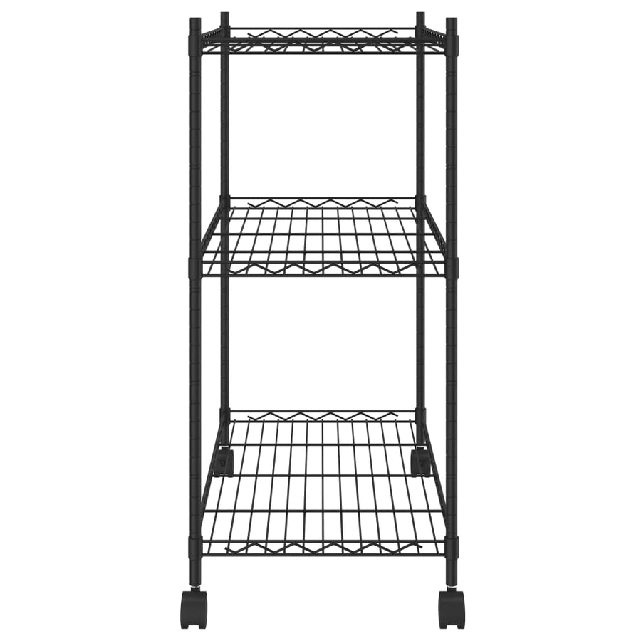 Opbergrek Met Wielen 3-Laags 50 Kg 60 x 35 x 81 cm Zwart
