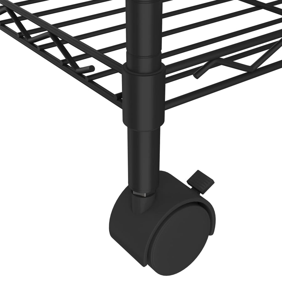 Opbergrek Met Wielen 3-Laags 50 Kg 60 x 35 x 81 cm Zwart