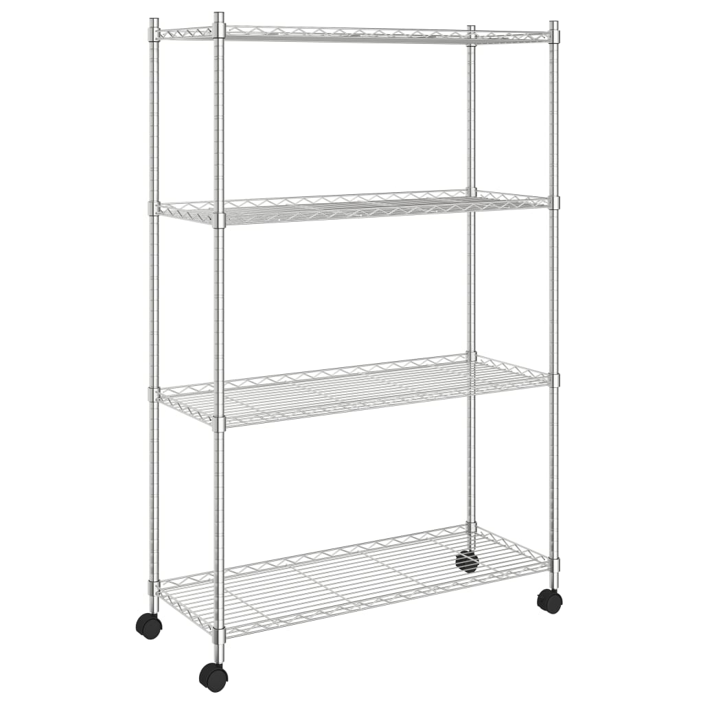Opbergrek 4-Laags Met Wielen 200 Kg 90X35X142 Cm Chroomkleurig