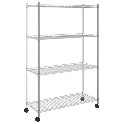 Opbergrek 4-Laags Met Wielen 200 Kg 90X35X142 Cm Chroomkleurig
