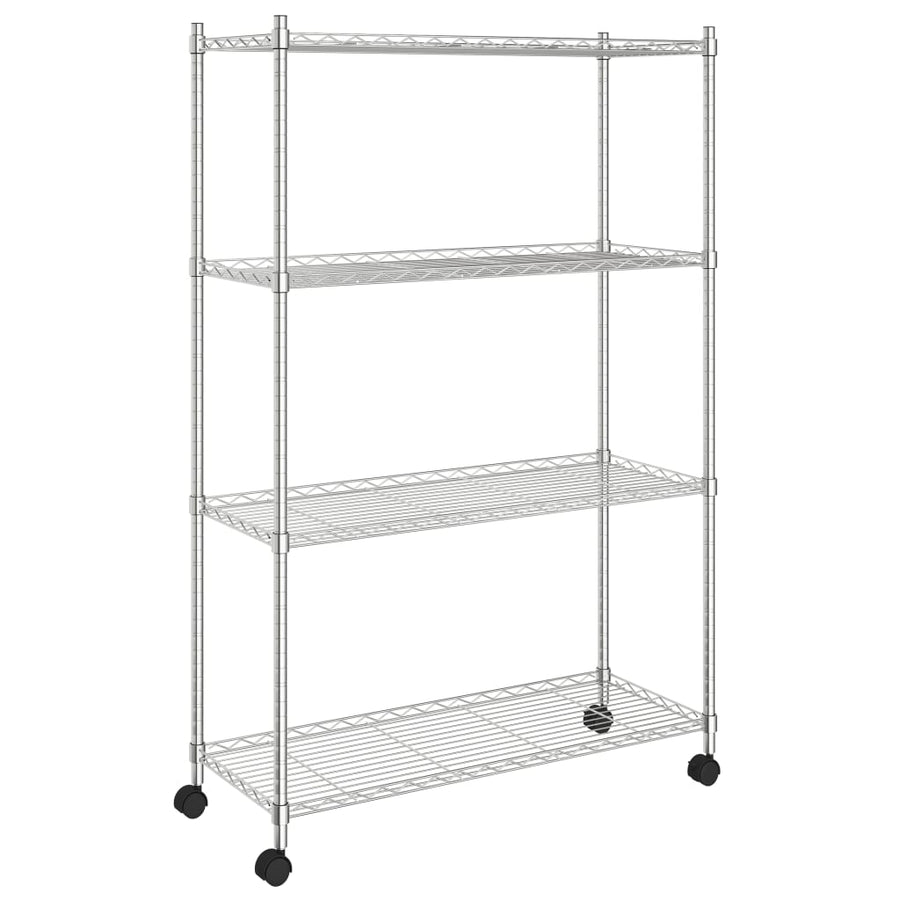 Opbergrek 4-Laags Met Wielen 200 Kg 90X35X142 Cm Chroomkleurig