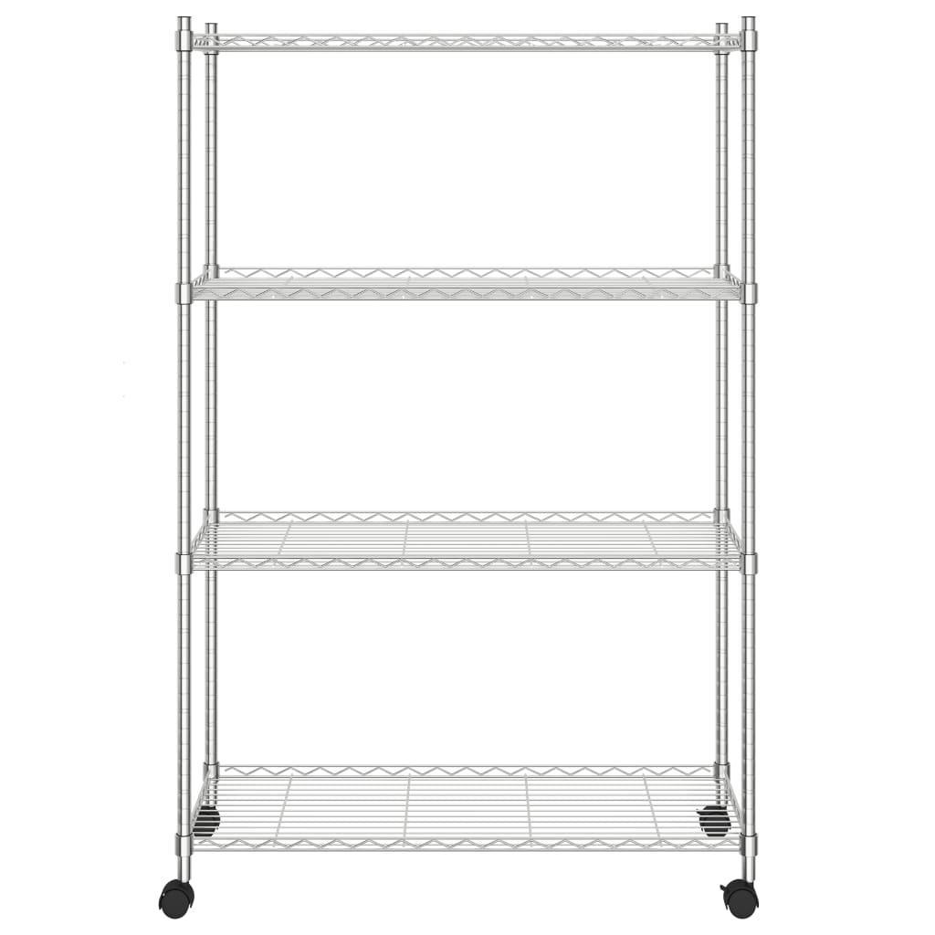 Opbergrek 4-Laags Met Wielen 200 Kg 90X35X142 Cm Chroomkleurig