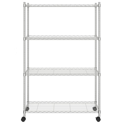 Opbergrek 4-Laags Met Wielen 200 Kg 90X35X142 Cm Chroomkleurig