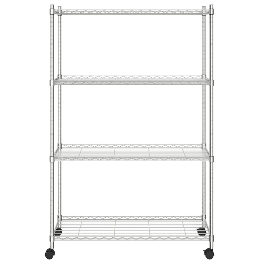 Opbergrek 4-Laags Met Wielen 200 Kg 90X35X142 Cm Chroomkleurig