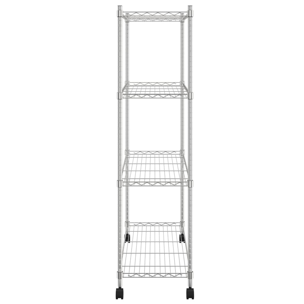 Opbergrek 4-Laags Met Wielen 200 Kg 90X35X142 Cm Chroomkleurig