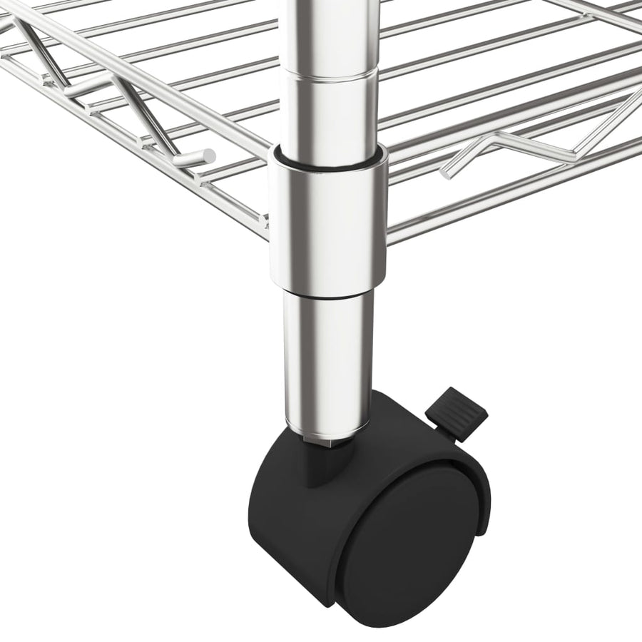 Opbergrek 4-Laags Met Wielen 200 Kg 90X35X142 Cm Chroomkleurig