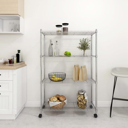 Opbergrek 4-Laags Met Wielen 200 Kg 90X35X142 Cm Chroomkleurig