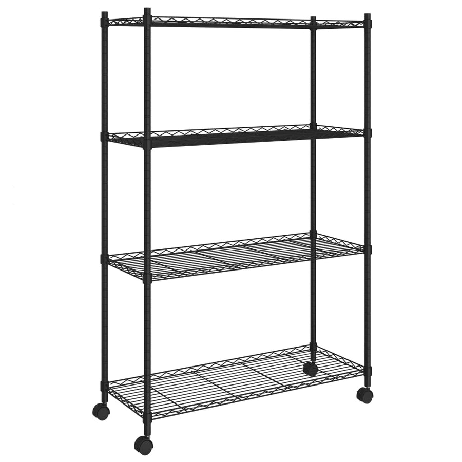 Opbergrek 4-Laags Met Wielen 200 Kg 90 x 35 x 142 cm Zwart