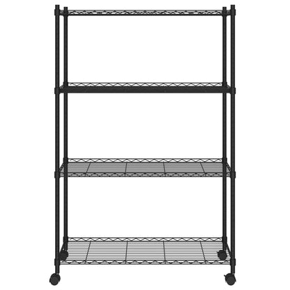 Opbergrek 4-Laags Met Wielen 200 Kg 90 x 35 x 142 cm Zwart