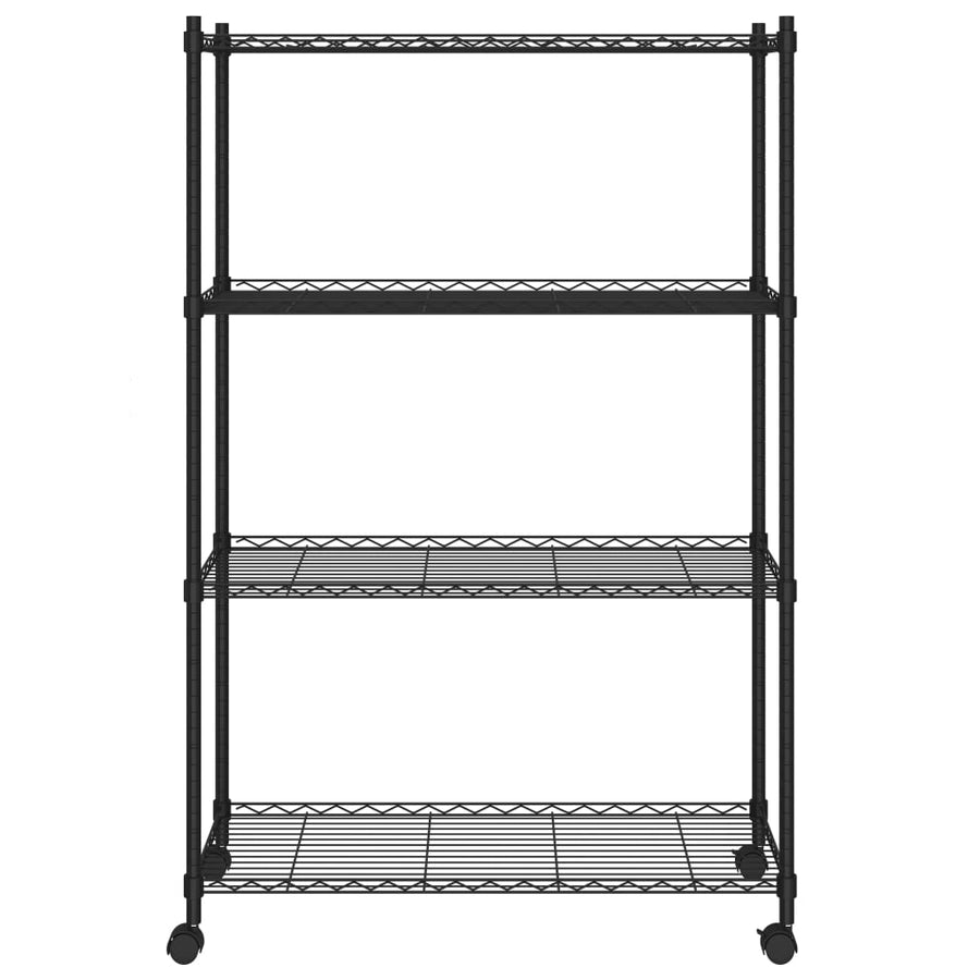 Opbergrek 4-Laags Met Wielen 200 Kg 90 x 35 x 142 cm Zwart
