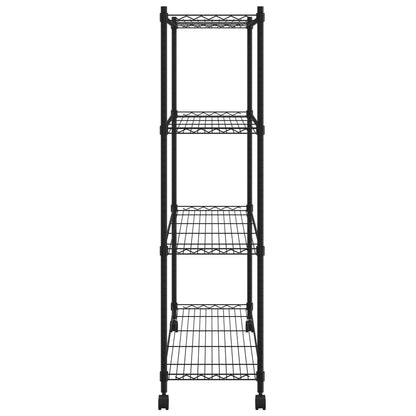 Opbergrek 4-Laags Met Wielen 200 Kg 90 x 35 x 142 cm Zwart