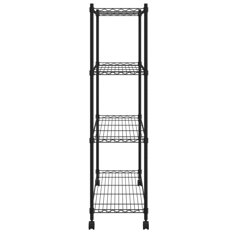 Opbergrek 4-Laags Met Wielen 200 Kg 90 x 35 x 142 cm Zwart