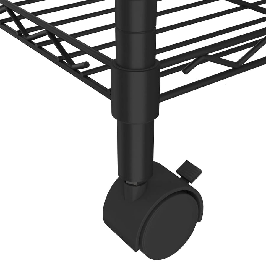 Opbergrek 4-Laags Met Wielen 200 Kg 90 x 35 x 142 cm Zwart